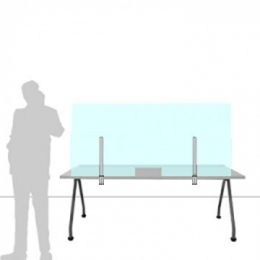 Schermo parafiato ONDESK FRONT OFFICE per front office - cm 155x75h  con morsetti tipo B